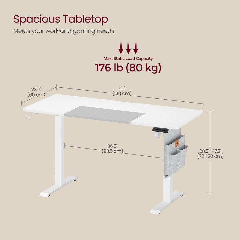 Aiyannah Height Adjustable Rectangle Accent, 72cm H x 140cm W x 60cm D, Matte White