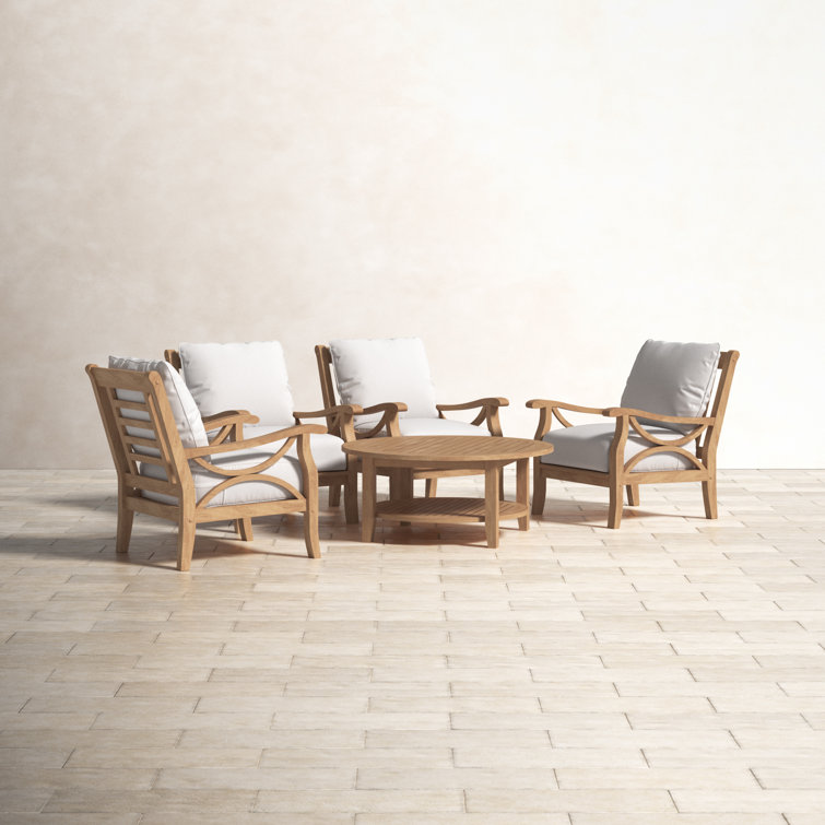 Brunswick Teak 4 - Person Patio Conversation Sets with Cushions