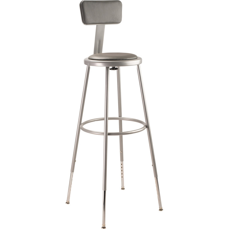 Tabouret de laboratoire à hauteur ajustable, 32" - 39", gris