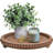 Round Wooden Decorative Tray For Coffee Table - Rustic Farmhouse Style With Beaded Distressed Design - Versatile Centerpiece For Living Room, Dining Room, Kitchen Counter And Entryway-481415652-481415648