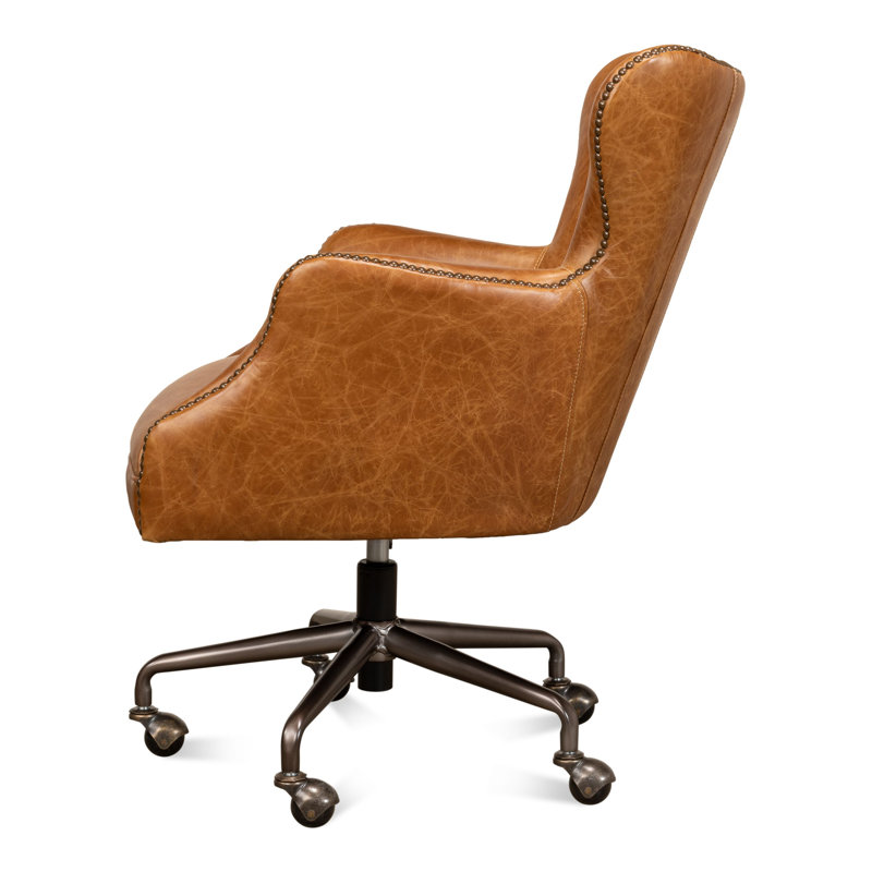 McKellen Leather Swivel Executive Chair, Cuba Brown