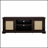 Farmhouse Rattan TV Stand Console Table for TVs up to 70 Inches, with 2 Shelves and 2 Rattan Door Cabinets, Espresso Finish