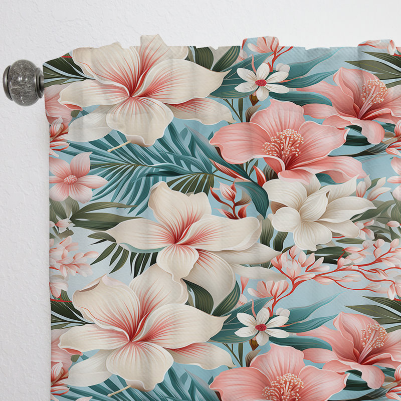 Motif tropical Oceanic Whispers - Rideau floral - Rideau floral obscurcissant - 1 panneau, L 52 po x L 84 po