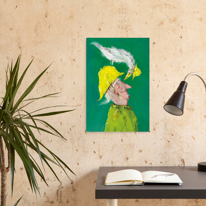 Art mural fantaisiste avec oiseau, 24" H x 16" W