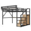 Lit mezzanine en métal avec bureau, station de recharge, escalier et rangement pour un gain d'espace optimal.