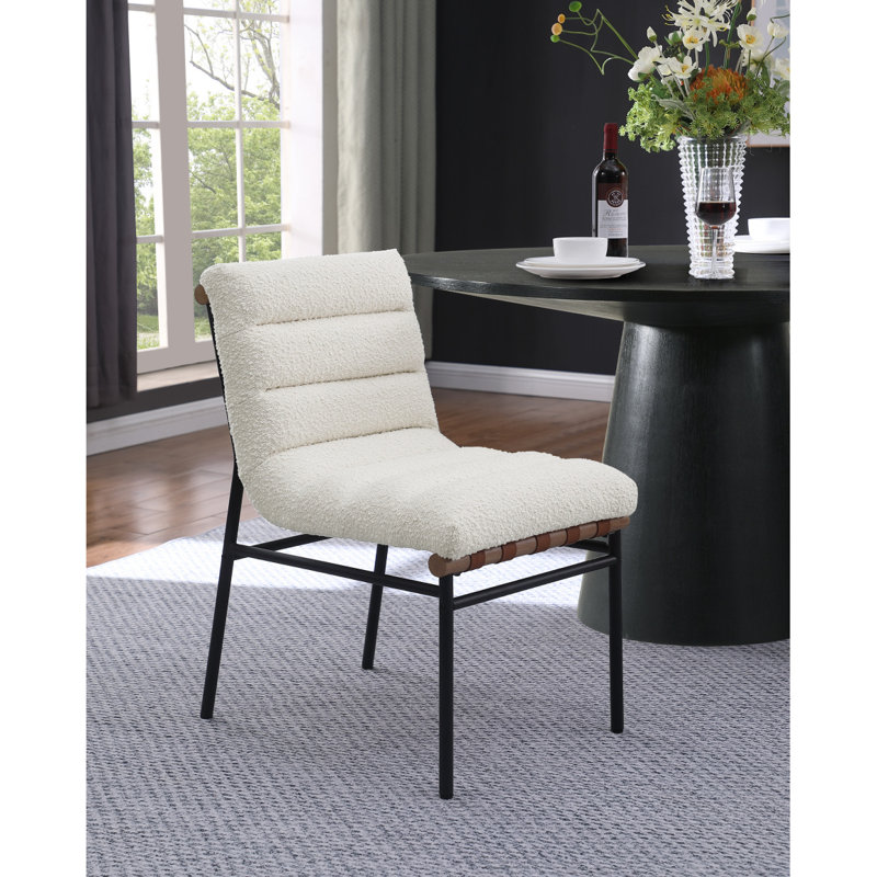 Ensemble de 2 chaises de salle à manger Lahni Boucle, Blanc