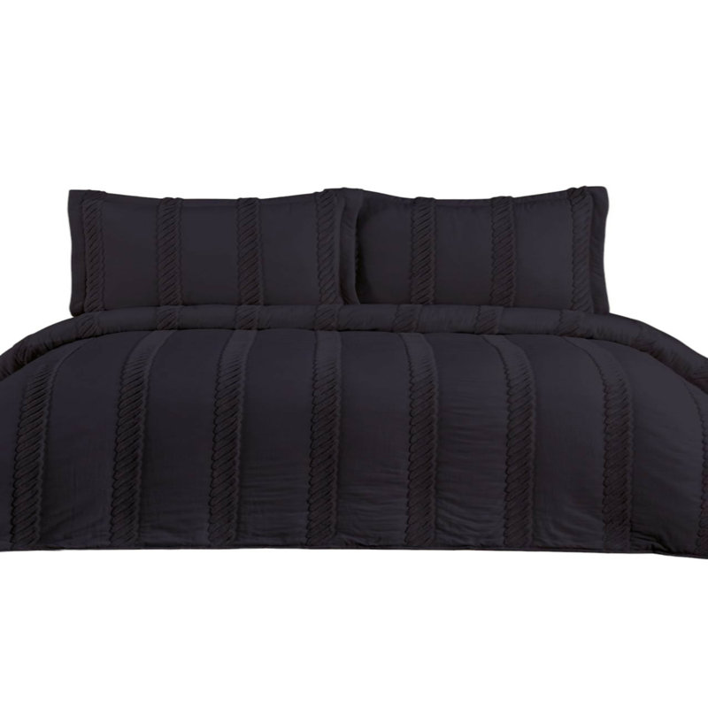 Ensemble de literie pour grand lit 3 pièces Krinkle, Anthracite