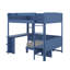 Lit mezzanine avec bureau extensible et lumières, structure de lit mezzanine en bois avec tablettes de rangement et canapé-lit pliable rembourré-1146024937