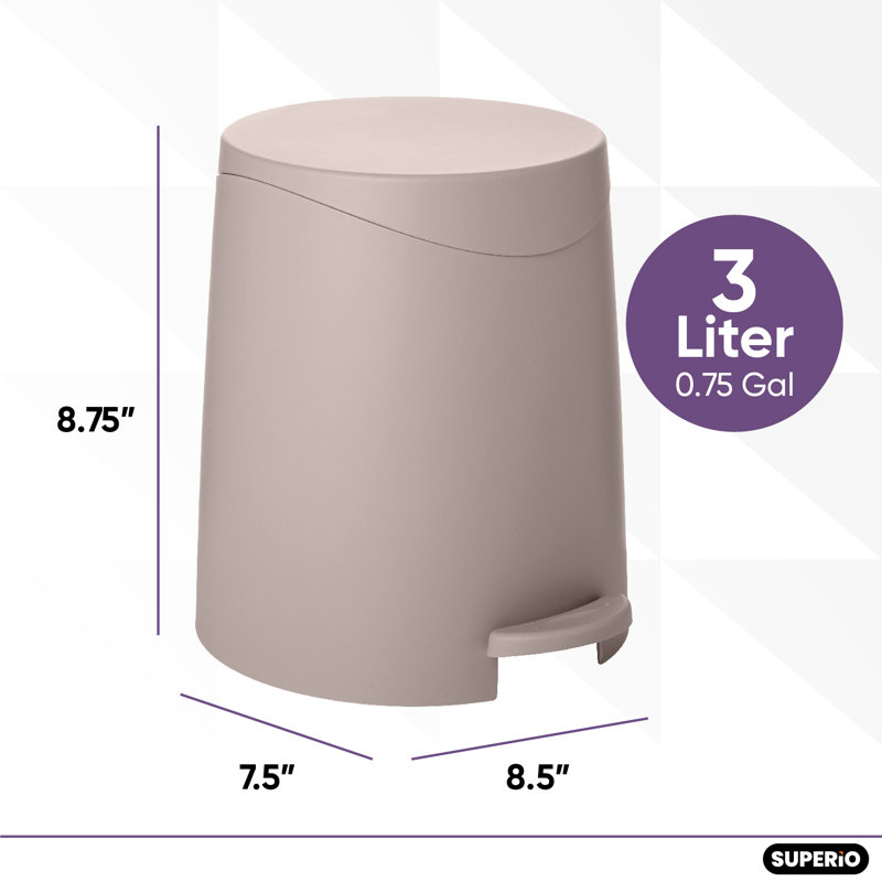 Mini poubelle à pédale Superio, 3 L, Brun clair