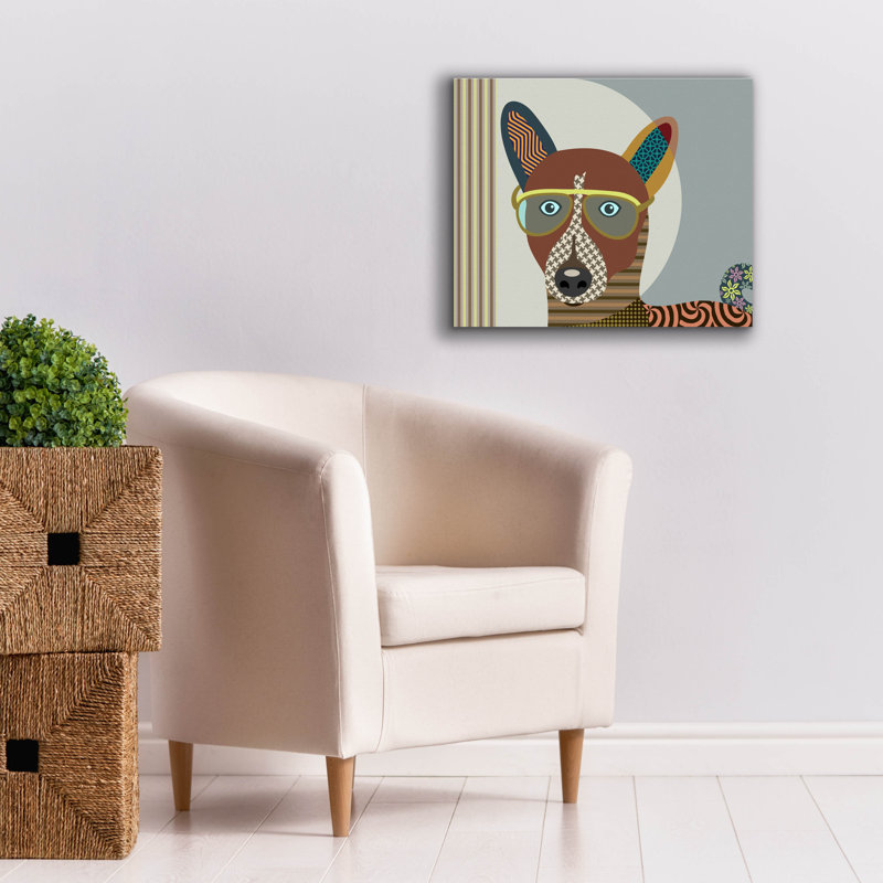 «Basenji Dog» par Lanre Adefioyue, H 20 po x l 24 po x P 0,75 po