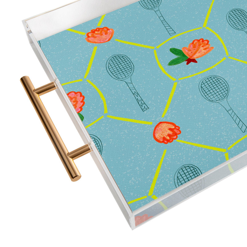 Plateau en acrylique avec raquettes de tennis H Miller