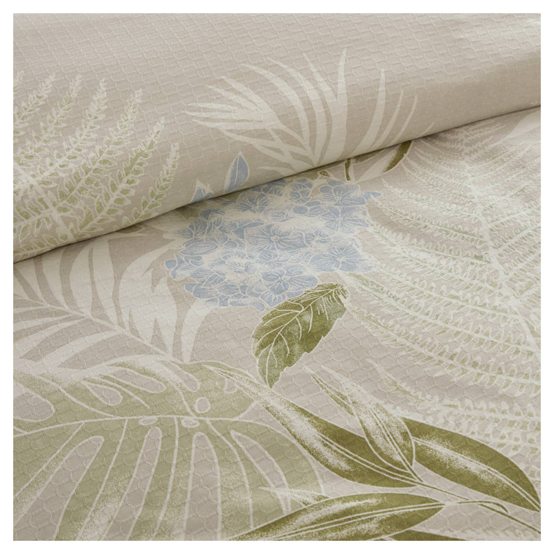 Ensemble de housse de couette en coton 5 pièces très grand / très grand californien avec coussins décoratifs à imprimé botanique - Literie certifiée OEKO-TEX