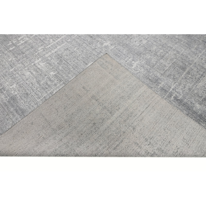 Tapis gris et argent noué à la main de haute qualité, Rectangle 2 pi x 3 pi