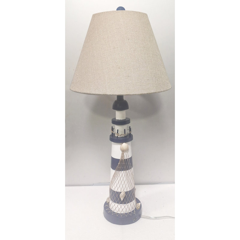 Siratro Lighthouse Blue/White Coastal USB Table Lamp (Set of 2) 
