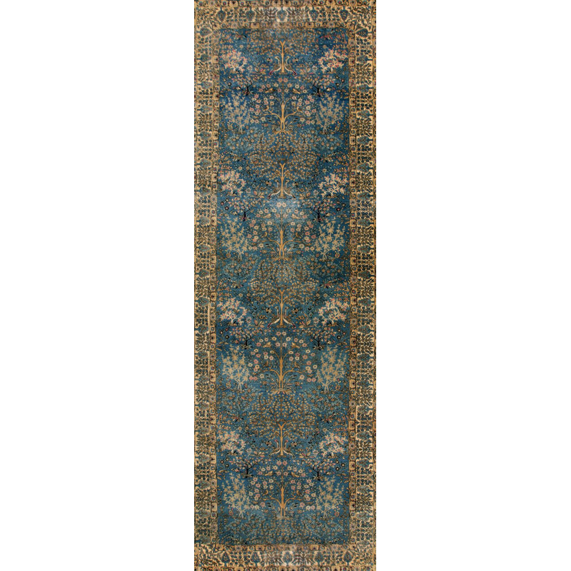 Decorative Light Blue Color Antique Long and Narrow Oversized Indian Gallery Rug