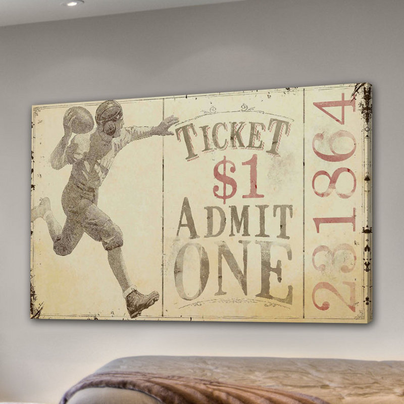 Quarterback Pass Alternative Version 1 by Maurice Bower Painting Print on Wrapped Canvas, 16" H x 24" W x 1.5" D
