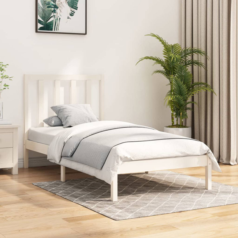 Bed Frame Solid Wood, Small Single (2'6), White