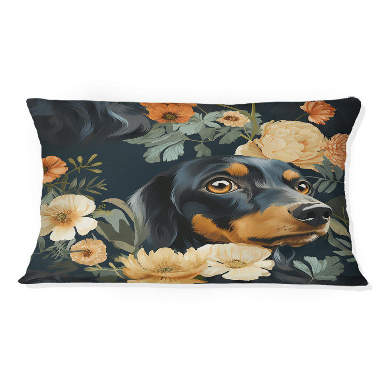 Daschund Dog - Coussin décoratif Abstrait corail multicolore - Coussin décoratif