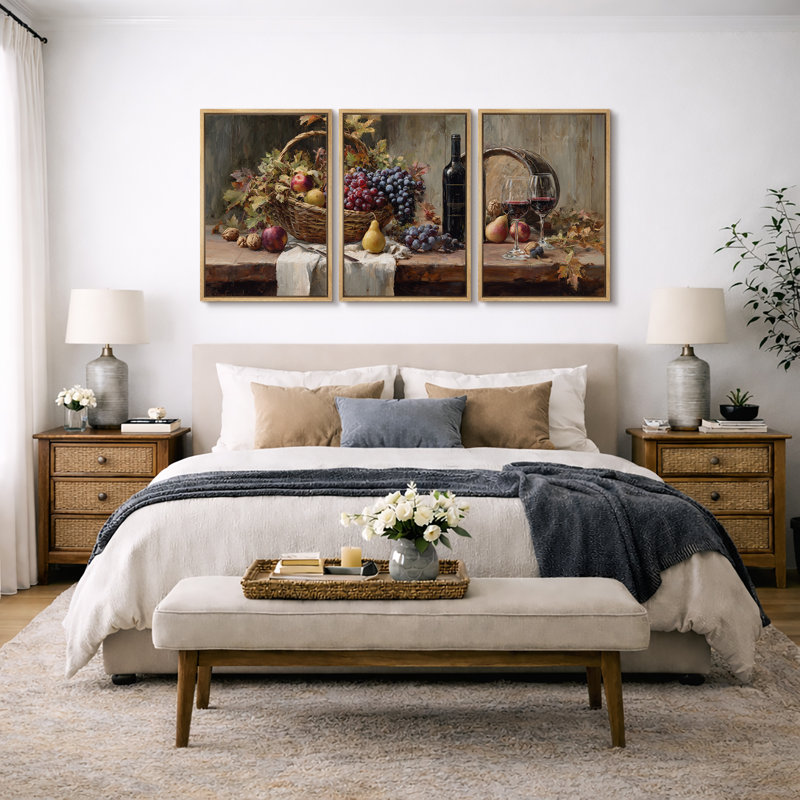 Rustic Vineyard Harvest Still Life, H 36 po x l 72 po, Cadre naturel