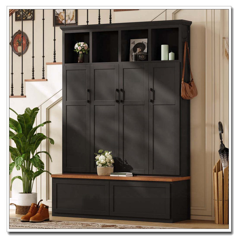 54.7 " Wide Hall Tree, Black