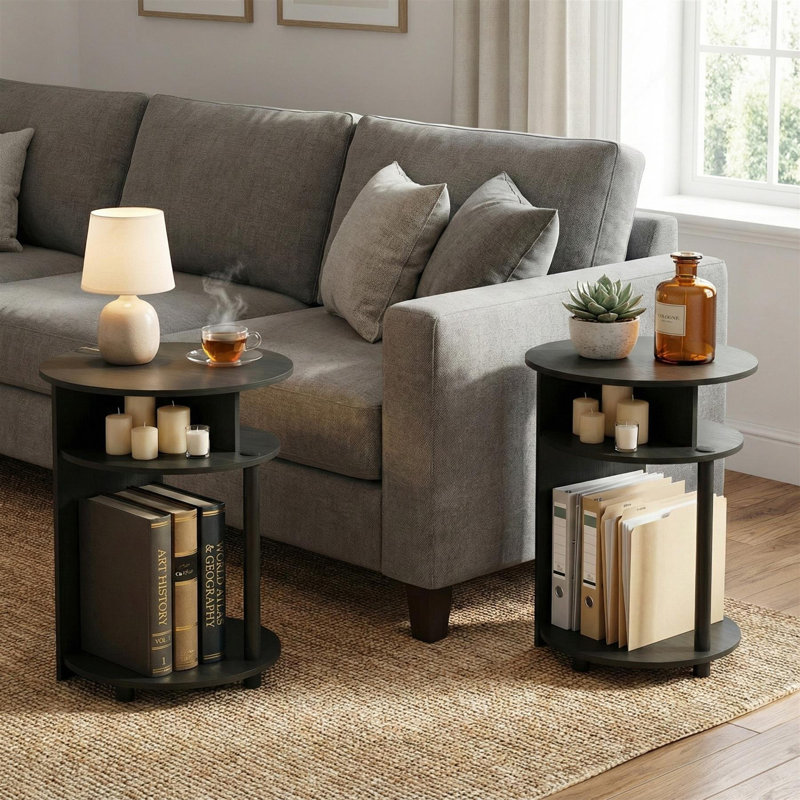 Ensemble de 2 tables d'appoint simples en noyer