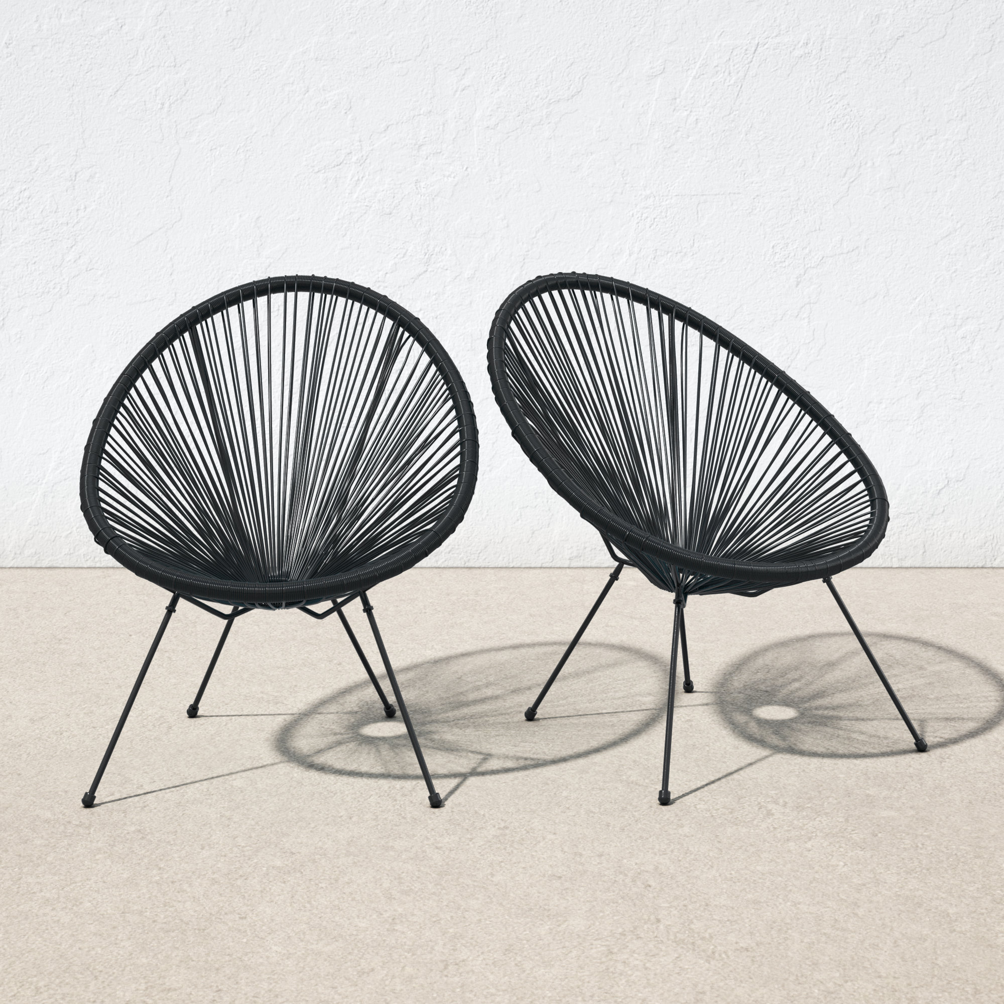 Outdoor Hammock Weave Patio Chairs (Set of 2), Black