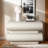 Modern Nightstand with 2 Drawers – Solid Wood Bedside Table with Microfiber Leather in White for Bedroom and Living Room