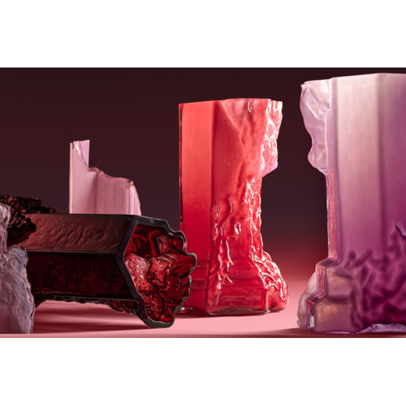 Rocky Baroque Handmade Crystal Glass Table Vase, Oxblood