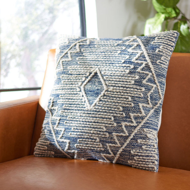Wool Blend Throw Pillow, Blue