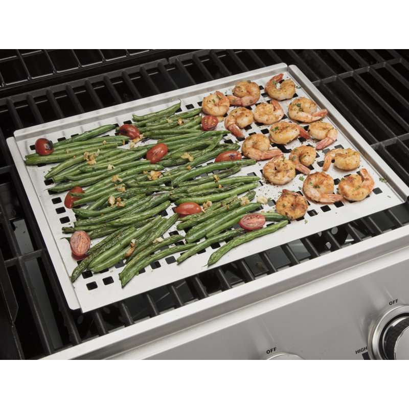 Stainless Steel Perforated Grill Topper with Raised Sides
