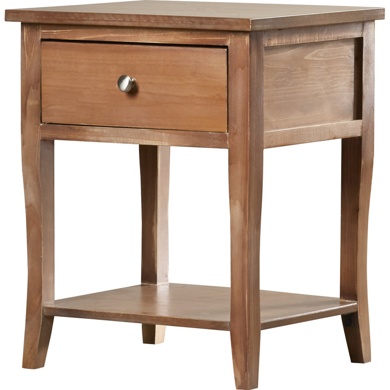 Table de bout en bois massif avec rangement Joanna, Érable rouge