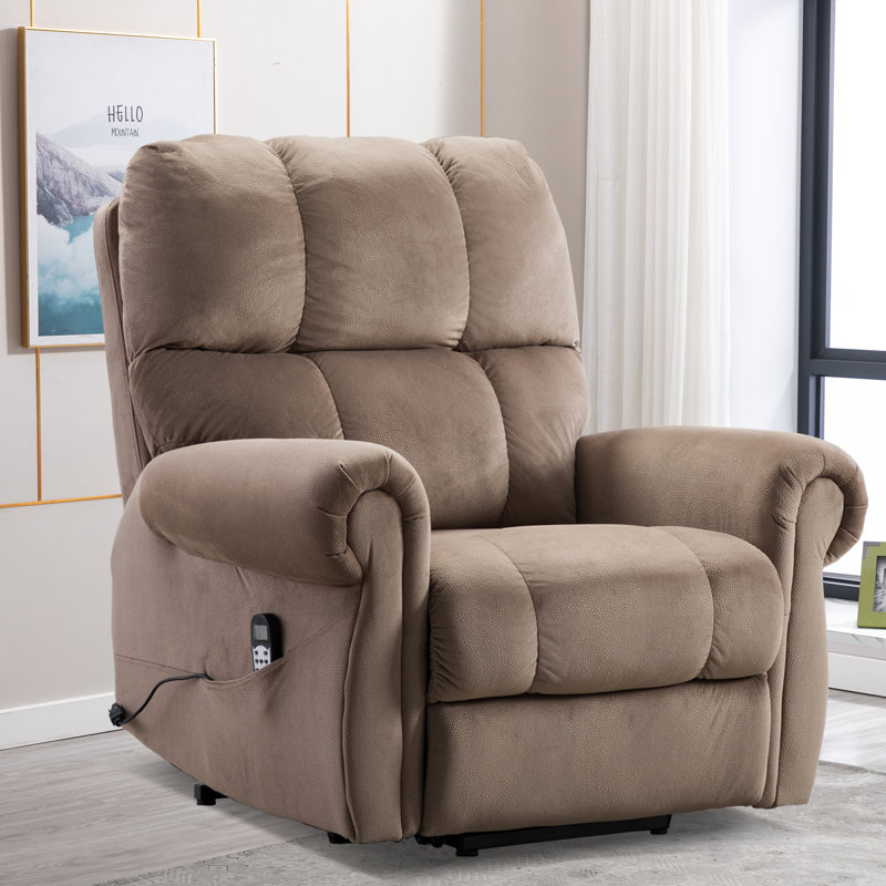 Fauteuil de massage inclinable électrique chauffant Mexia, Chenille brun clair