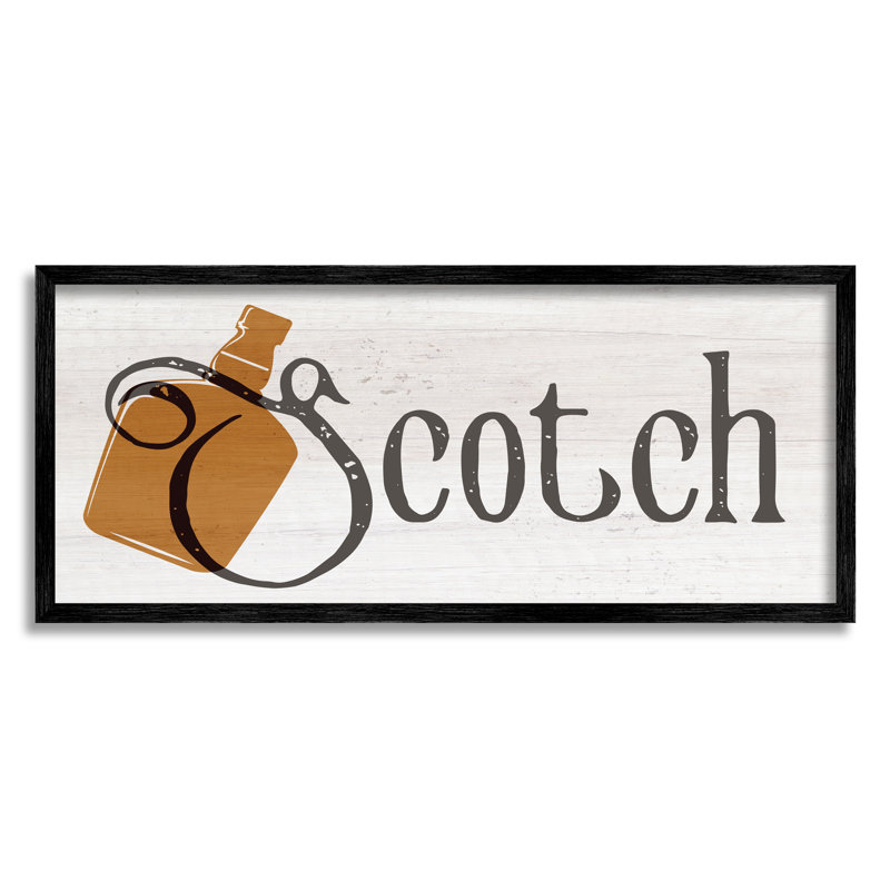 Art mural texturé antique par Scotch Whisky par Daphne Polselli, H 13 po x l 30 po x P 1,5 po, Giclée encadrée noir minuit
