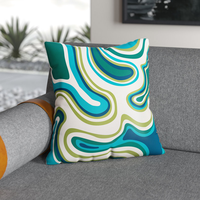 Housse de coussin d'extérieur carré Beach Insert Agate, H 18 po x l 18 po, Bleu