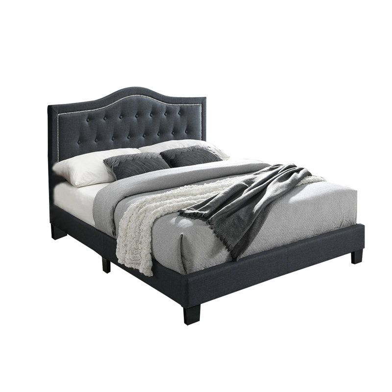 Lit plateforme tapissier Ahuva, Anthracite, Complète