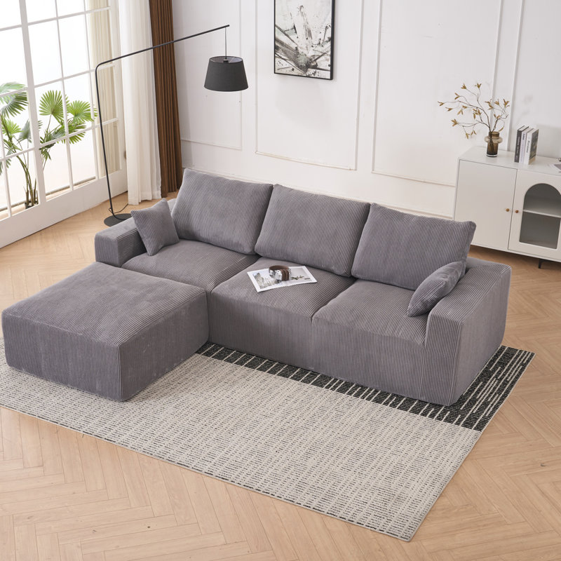 Canapé modulaire Boneless, Velours côtelé gris