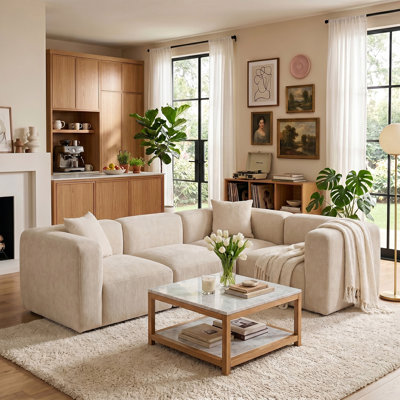 Modern Modular L-Shaped Sectional Sofa With Deep Seating, Upholstered Corner Couch For Living Room