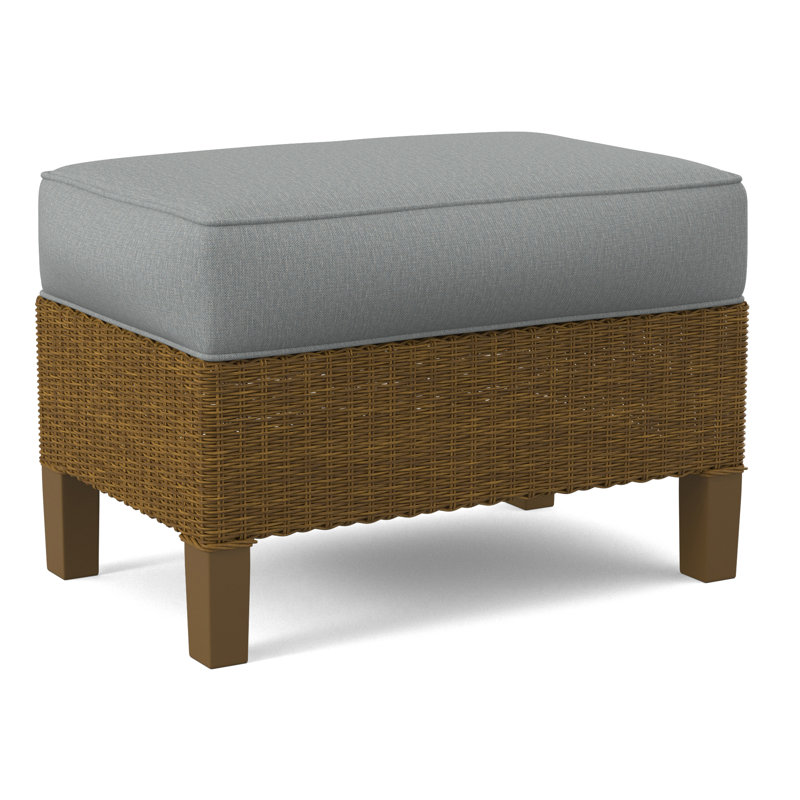 Gibraltar Ottoman, Stone Hearth, Light Blue Performance Fabric; 0851-55