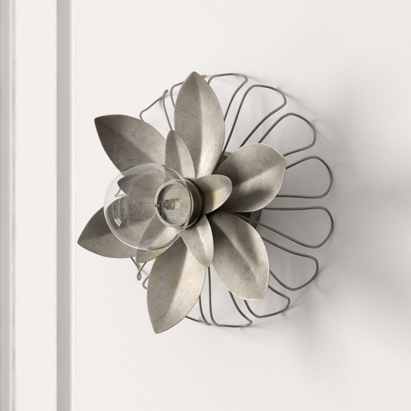Keaton Flush Mounted Sconce, Burnished Silver Leaf