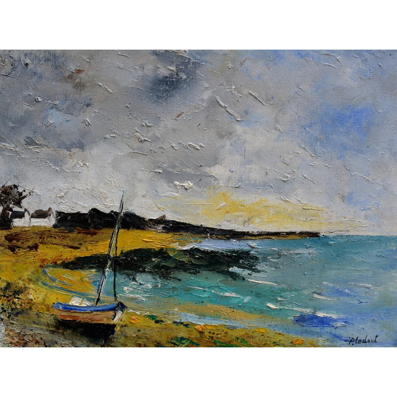 Paysage marin par Pol Ledent - Peinture, Toile tendue, H 32 po x l 24 po