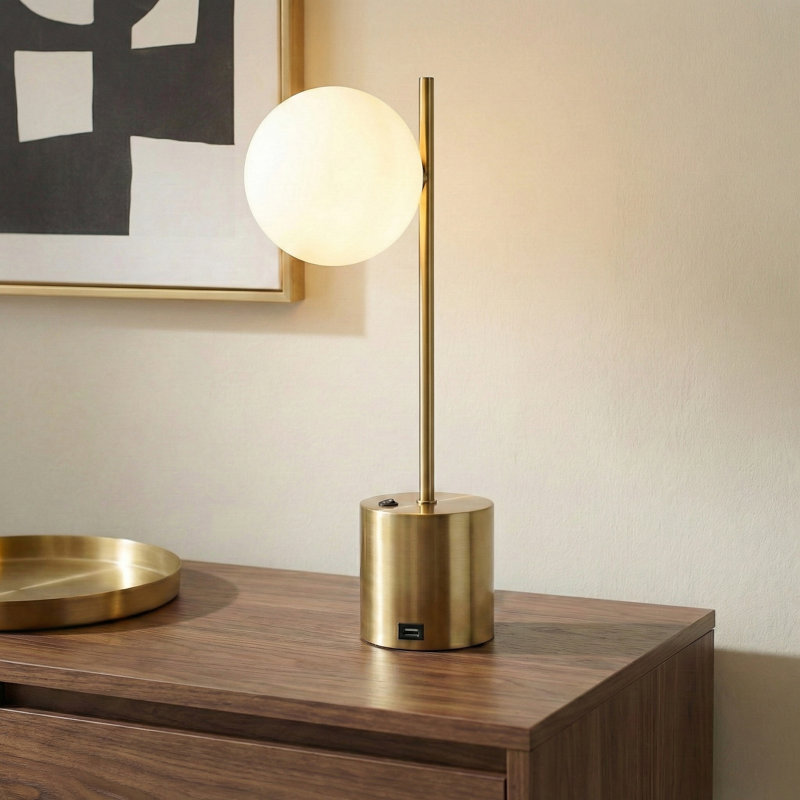 Modern Small Brass Metal Table Lamp