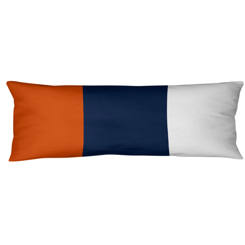 Oreiller de corps en polyester / polyester Arizona Football Stripes, Orange / milieu bleu marine, Adairsville