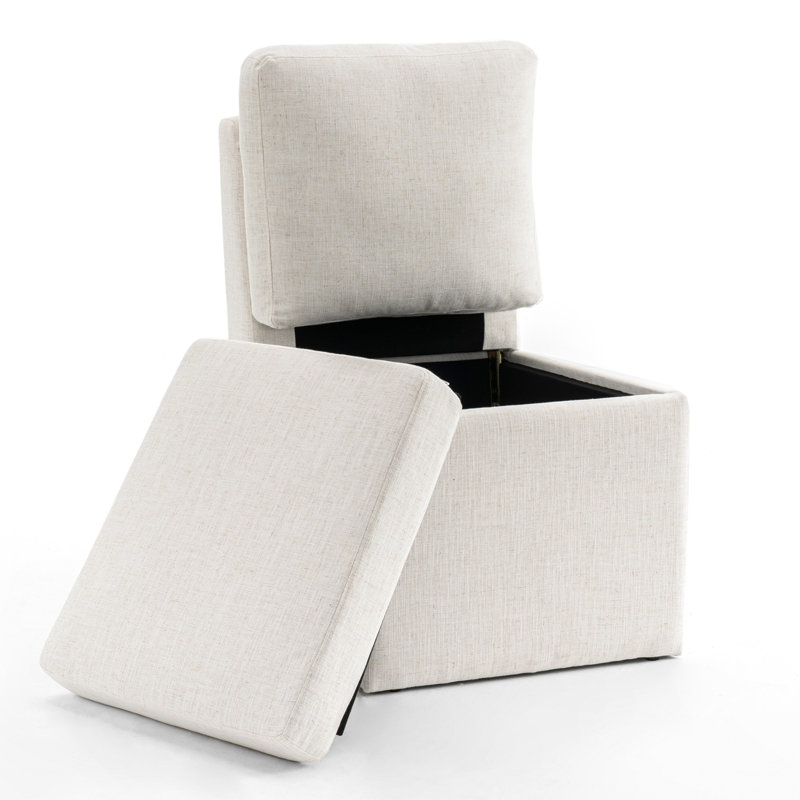 Modern Linen Upholstered Dining Chairs Armless Side Chair With Storage For Dining Room Kitchen And Living Room