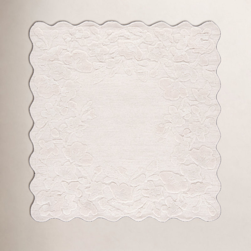 Tapis d'intérieur en laine touffeté à la main Jardin, Carré 6 pi