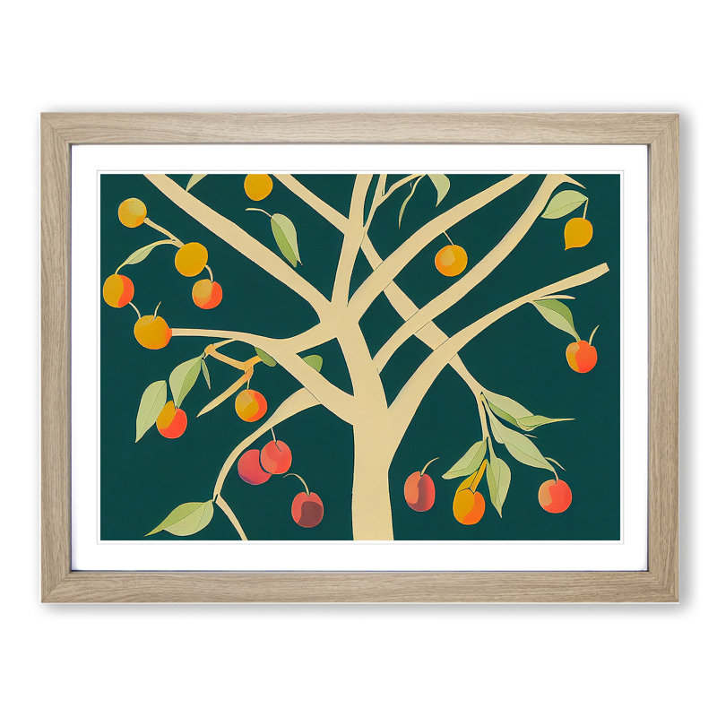 Fruit Tree Abstract - Framed Print, 46cm H x 64cm W x 2cm D, Oak Framed