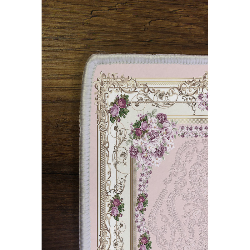 Elegant Hall Carpet (3.3 x 6.6 ft), Pink, 100% Polyester | 650 g/m², 0.16 in Pile Height | Antibacterial, Eco-Friendly, Non-Slip PVC Dot Underside | Machine Washable, Perfect for Home Decor & Entryways
