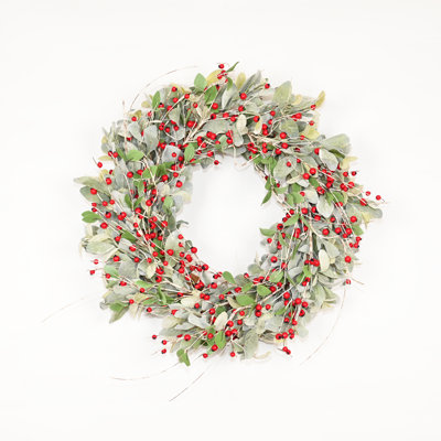 Couronne de Noël artificielle 26 po avec boules rouges et boules rouges pour Noël