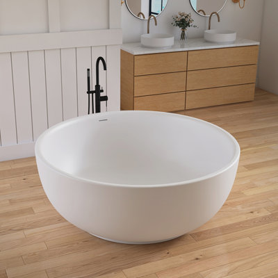 Forma 59'' Freestanding Bathtub Solid Surface Freestanding Soaking Tub