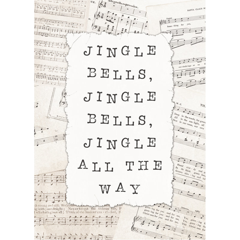 Jingle All The Way Distressed Christmas Music - Wrapped Canvas Print, 61cm H x 91cm W x 3.8cm D