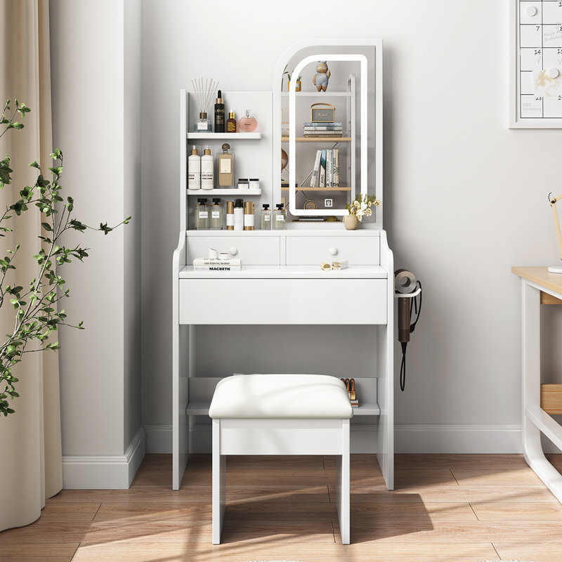 Ensemble de coiffeuse à la mode avec lumières réglables et multiples options de rangement
